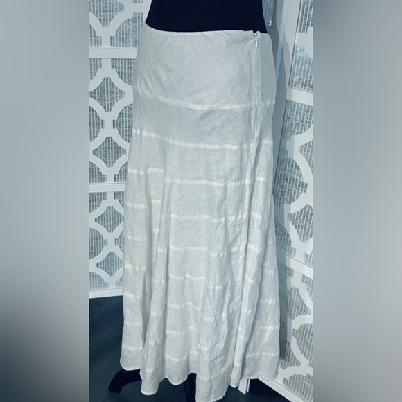 Ralph Lauren SZ 12 White Tiered Linen Maxi Skirt Resort Cruise Beach Boho Large - Picture 6 of 14